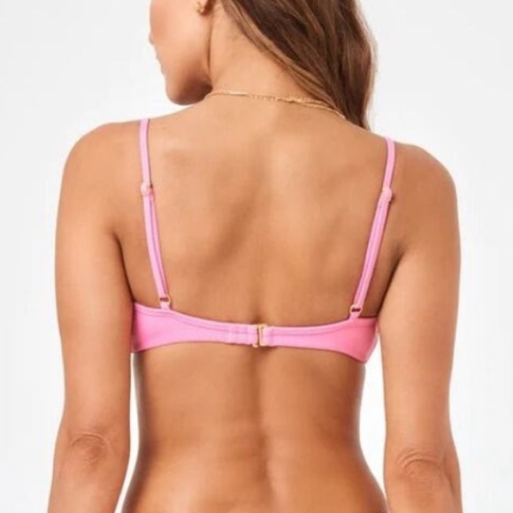 🌻NEW w.tags L*Space Helena Pink Ribbed Bikini Top Size Medium | $99 Retail - Picture 4 of 10